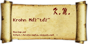 Krohn Máté névjegykártya