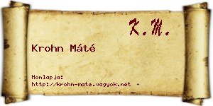 Krohn Máté névjegykártya